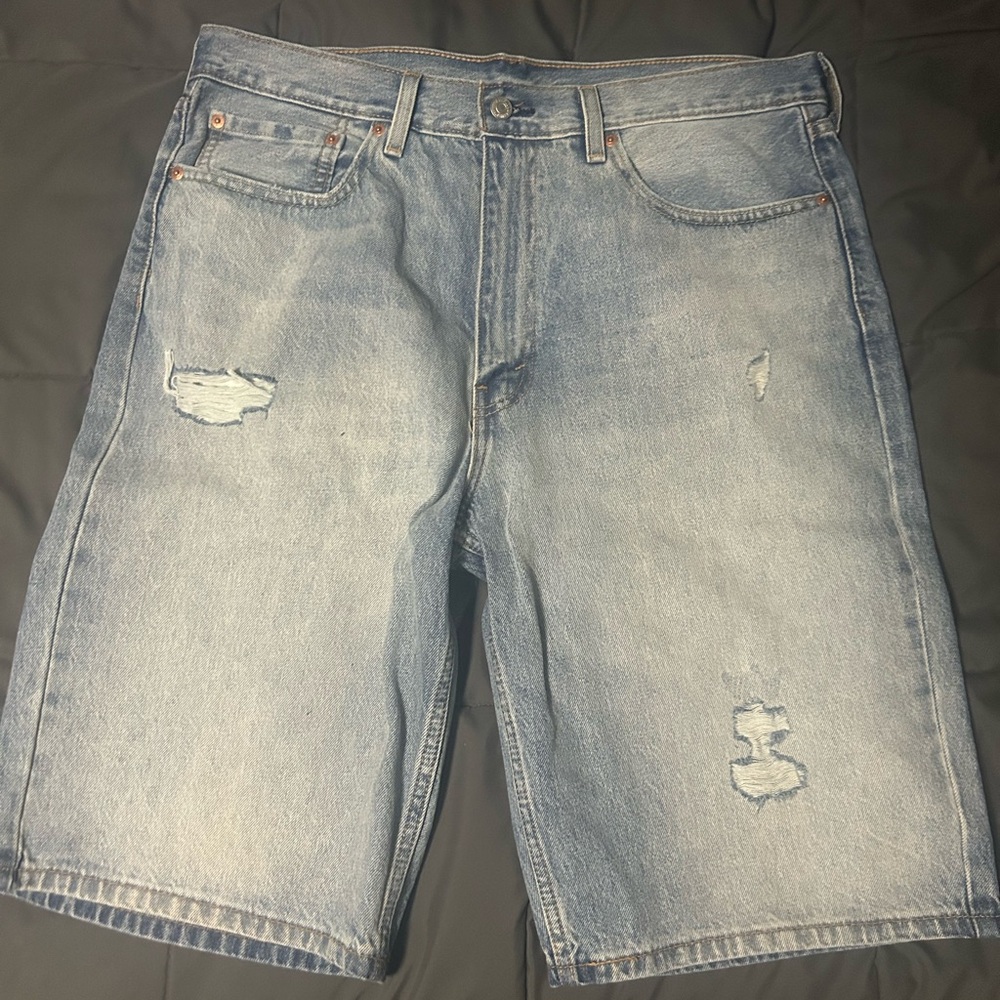 Levi's Light Blue Distressed Jean Shorts